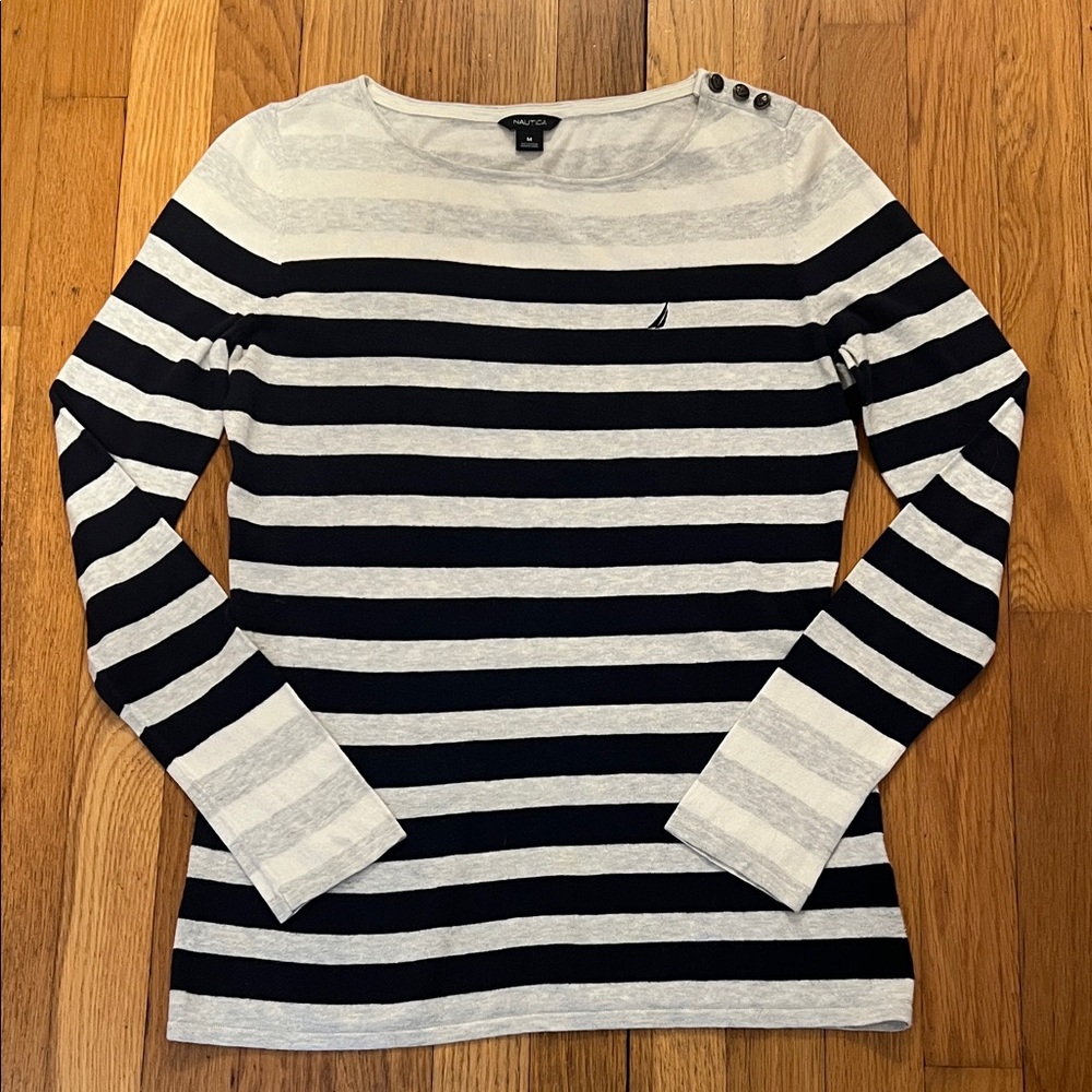 Nautica Women's Long Sleeve Striped Top
